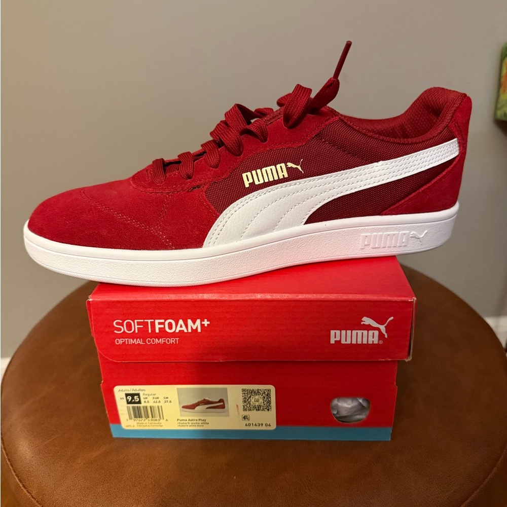 Puma Men's Vibrant Red Sneakers with White Detail